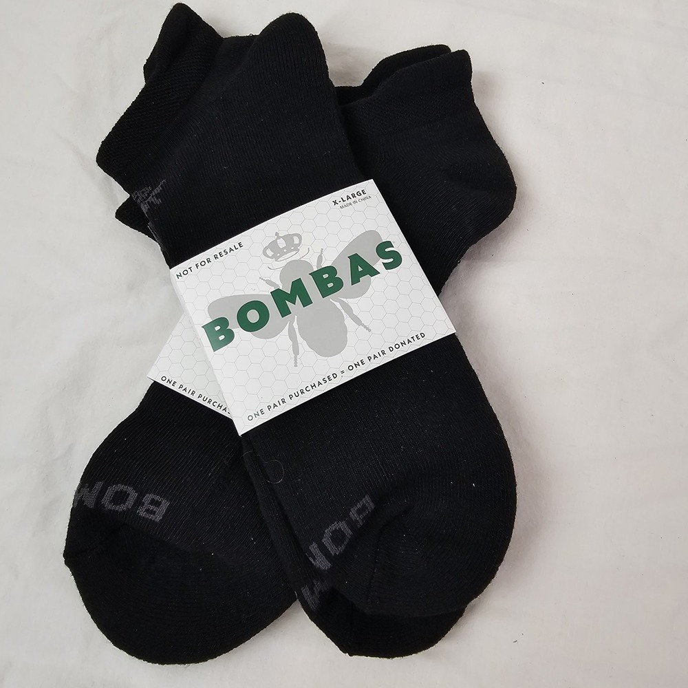 Bombas Adult Ankle Lightweight Socks Black XL 2 Pair Lot New